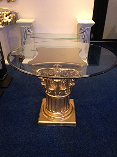 Jas-Min Glastisch Designer Esstisch Barock Säulen Wohntisch Stuckgips 6030 k50 Gold Rund von Jas-Min
