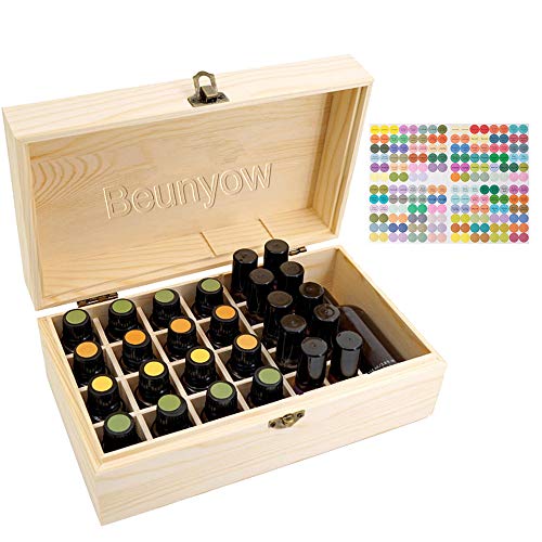 JasCherry Aufbewahrungsbox für ätherische Öle, Holz Aromatherapie Box ​mit 36 Fächern für 5 ml oder 10 ml ätherische Öle oder Duftflaschen - Bewahren Sie Ihre Öle Sicher und Platzsparend Auf von JasCherry