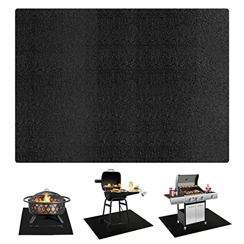 Feuerschale Matte Feuerstelle Unterlage 3 Schicht Große Schwarz Rechteck Feuerstellenmatte Grillmatte Hitzebeständige Matte Schutzfür Grill, Gras, Terrasse Faltbar und Tragbar - Größe 183 * 99CM von JasCherry