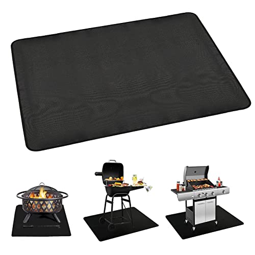 Feuerschale Matte Feuerstelle Unterlage 3 Schicht Große Schwarz Rechteck Feuerstellenmatte Grillmatte Hitzebeständige Matte Schutzfür Grill, Gras, Terrasse Faltbar und Tragbar - Größe 45*37CM von JasCherry
