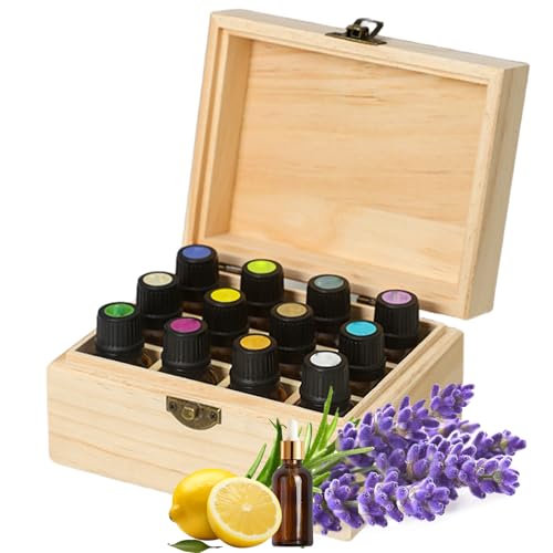 JasCherry 12 Slots Ätherisches Öl Box aus Holz, Tragbar ätherische öle Aufbewahrung Holzbox - Ideales Organisator für Ätherische Öle und Duftöle von JasCherry