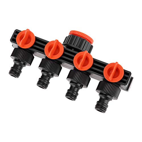 JasCherry 192g Vierfach-Verteiler Gartenbewässerungs-Verteiler Rasenpflege-Hahnverteiler 1-in 4-out Verteiler mit Ventil 1"-1/2" oder 3/4" und 4 Nippelgelenk-Ausgänge - ABS/PP Material Orange von JasCherry
