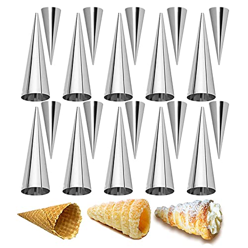 JasCherry 20 Stück Edelstahl Cannoli Form Röhren - Klein und Groß Kegel Konische Spirale Sahnerollen Antihaftbeschichtung Set - Auch für Croissant Shell Cream Roll - Kuchen Geb #3 von JasCherry