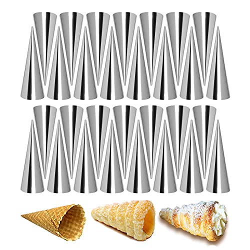 JasCherry 30 Stück Edelstahl Cannoli Form Röhren Set - Klein Kegel Konische Spirale Sahnerollen Antihaftbeschichtung - Auch für Croissant Shell Cream Roll - Kuchen Geb #1 von JasCherry