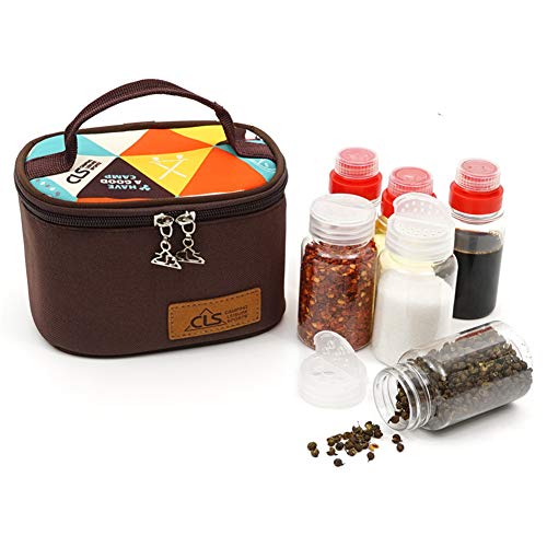 JasCherry 6er Set Gewürzglas-Gewürzgläser Plastik Gewürzdosen Dressing-&Gewürzspender Transparente Gewürzflaschen Gewürz Behälter Für BBQ Camping im Freien Mit Tragetasche von JasCherry