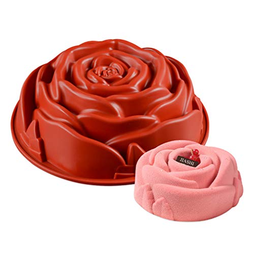 JasCherry Premium Rose Form Antihaft Silikon Backform Kuchenbackform - Kuchenform Brotbackform für Kuchen, Große Gelee, Brot, Gugelhupf, Cake #7 von JasCherry