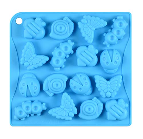 JasCherry Silikon Kuchenform, Bonbon Schokoladenformen, 16 Hohlraum 3D Insekt Geformt Motivbackformen, für Eiscreme Chiffon Kuchenform Backen Cupcake Form (26 X 14.5 X 2.5 cm), Farbe Zufällig von JasCherry