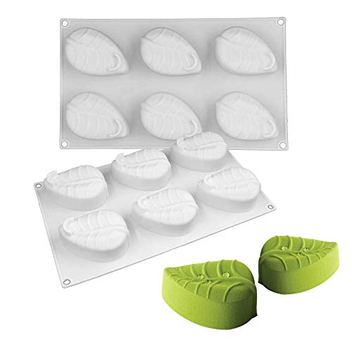 JasCherry Silikonformen, 6 Hohlraum Blätter Geformt, Bonbon Schokoladenformen, Mousse-Kuchenform, Motivbackformen, für Mousses Eiscreme Chiffon Kuchenform Backen Cupcake Form von JasCherry