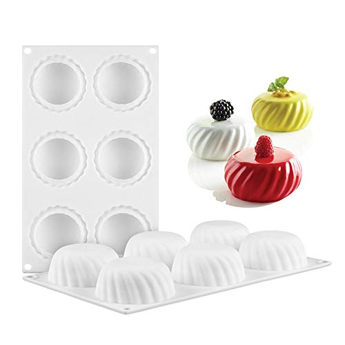 JasCherry Silikonformen, 6 Hohlraum Oblate Geformt, Bonbon Schokoladenformen, Mousse-Kuchenform, Motivbackformen, für Mousses Eiscreme Chiffon Kuchenform Backen Cupcake Form von JasCherry