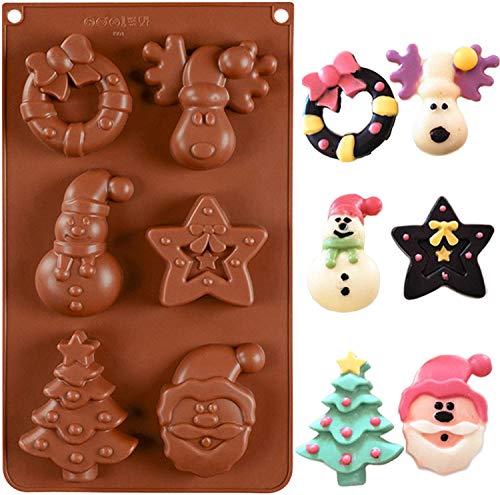 JasCherry Silikonformen für Weihnachten, Bonbon Schokoladenformen, Motivbackformen mit Weihnachtsmann Weihnachtsbaum Socken Glocken Schneemänner, für Kuchen Pudding Kuchen Seife Muffin JasCherry Silikonformen für Weihnachten, Bonbon Schokoladenformen, Motivbackformen mit Weihnachtsmann Weihnachtsbaum Socken Glocken Schneemänner, für Kuchen Pudding Kuchen Seife Muffin von JasCherry