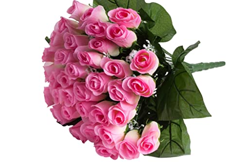 Jasaco künstlicher Rosenstrauß mit Schleierkraut und 36 Stielen (pink) von TESTEL