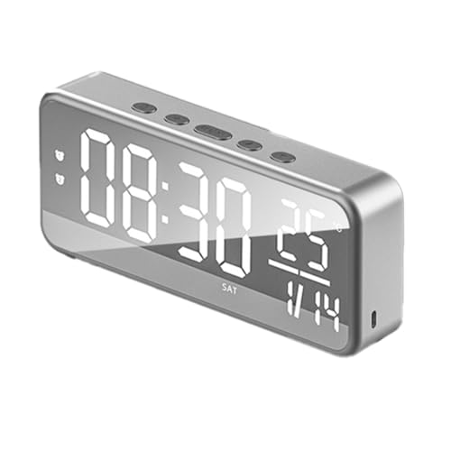 Jasaly Smart Sound LED Musikwecker Wandmontage Tischuhr Schülerwecker Temperaturanzeige Dunkelgrau von Jasaly