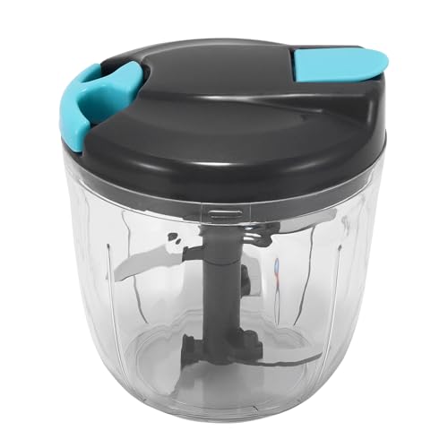 Zwiebelschneider, ABS Zwiebel Zerkleinerer mit 5 Edelstahlklingen, 900ml Zerkleinerer mit PC Becherkörper, für Zwiebelsalat Pesto Petersilie Nüsse Würstchen Babynahrung von Jasfyee