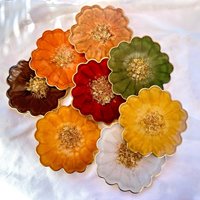 Herbstkollektion - Handgemachte Blumen-Untersetzer Mit Goldakzenten von JasminReneeArt
