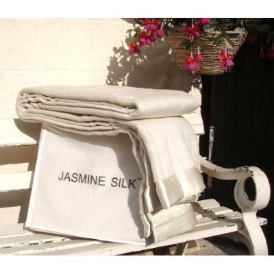 Jasmine Silk Decke / Überwurf aus reiner Maulbeerseide, Einzelbett, 180 x 230 cm, elfenbeinfarben von Jasmine Silk