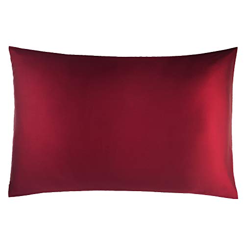 Jasmine Silk Kissenbezug, 100% 19 Momme Charmeuse Seide Kissenbezug (80x80cm, Burgundy) von Jasmine Silk