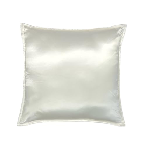 Jasmine Silk Quadratisches Kissen aus reiner Seide, elfenbeinfarben, dekoratives Seidenkissen, großzügig gefüllt, Polyester, erhältlich in zwei Größen, 40 x 40 cm und 60 x 60 cm (groß – 60 x 60 cm) von Jasmine Silk