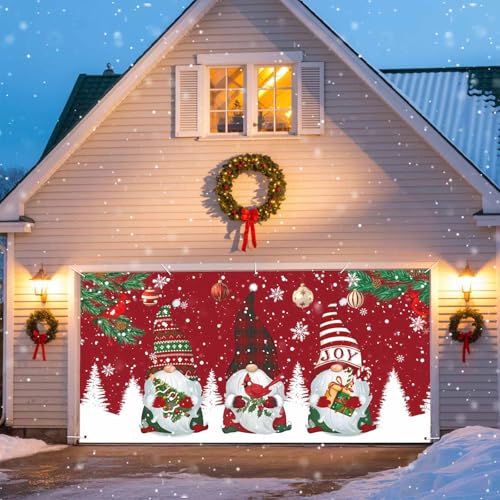 Weihnachts-Garagentor-Dekorationen, Weihnachtsbaum-Zwerg, rot, groß, hängende Garagentorabdeckung, Banner mit Ösen, Wintervogel, Schneeflocke, Hintergrund, Türbild für Innen- und Außenbereich, Party Weihnachts-Garagentor-Dekorationen, Weihnachtsbaum-Zwerg, rot, groß, hängende Garagentorabdeckung, Banner mit Ösen, Wintervogel, Schneeflocke, Hintergrund, Türbild für Innen- und Außenbereich, Party von JasmineM