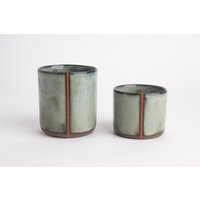 Blau Grün Keramik Becher Handgemacht Geschenk Rustikal Wohnkultur Handgefertigt Kaffeetasse Einzigartiges Trink Geschirr Küche Accessoire von JasminsClayWorks