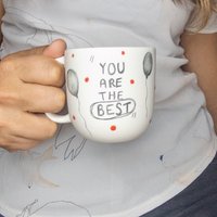 Handbemalte Porzellantasse Mit You Are The Best Ballon Hand Gezeichnete Tasse Oneofakind Perfektes Geschenk Für Kaffeeliebhaber von JasminsClayWorks