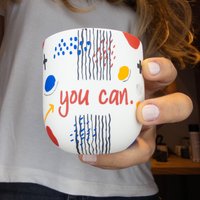 Handgefertigte Keramiktasse, Kunstkeramik, Handgemachte Porzellantasse, Individuell Bemalte Tasse, Motivationsgeschenk, Doodle Mug von JasminsClayWorks