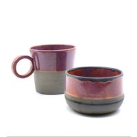 Handgefertigtes Steingut-Keramik-Tee-Set Artisan Becher Und Schüssel-Set Rustikale Keramik-Trinkgeschirr Perfektes Geschenk Für Teeliebhaber von JasminsClayWorks