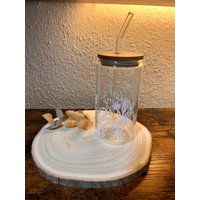 Trinkglas, Blumen, Wildblumen, Boho Trinkglas Mit Bambusdeckel Und Glasstrohhalm von JasminsSelfmade