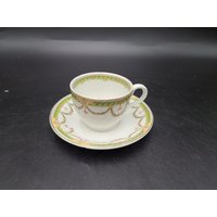 Antik Porzellan Wilkinson Demitasse Teetasse Und Untertasse Grünes Weinrankenmuster von JasonsCollectables