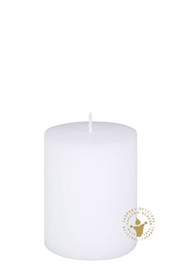 Jaspers Kerzen Rustic-Kerze Flachkopf-Stumpe Boutque weiß Ø 80 x 100 mm, 1 von Jaspers Kerzen