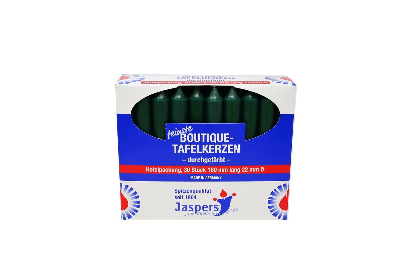 Jaspers Kerzen Tafelkerze Boutique-Kerzen Hotelpackung jagdgrün 30er Pack durchgefärbt Jaspers Kerzen Tafelkerze Boutique-Kerzen Hotelpackung jagdgrün 30er Pack durchgefärbt von Jaspers Kerzen