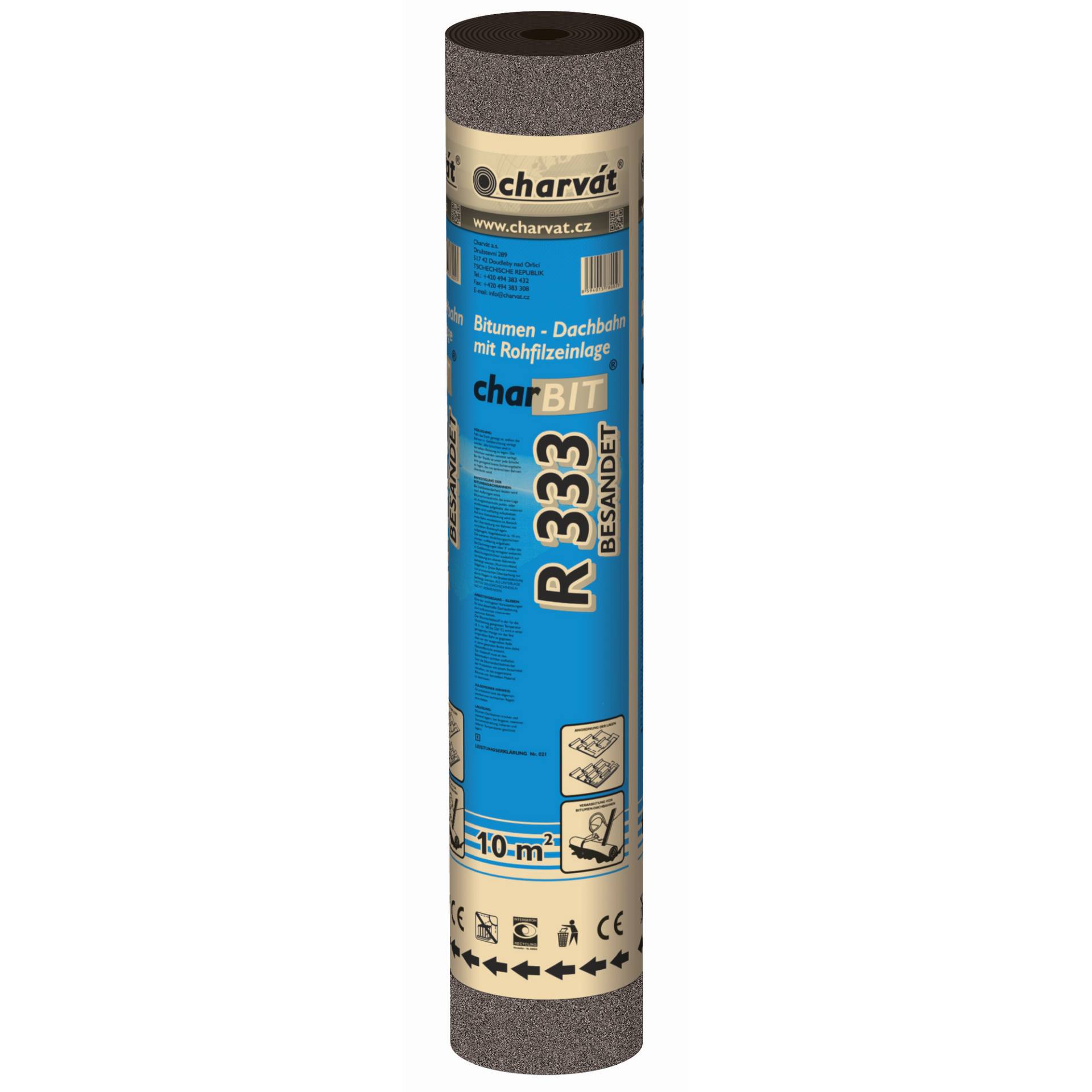 Charvat Bitumen-Dachbahn 'charBIT R333' besandet schwarz 100 x 1000 cm Charvat Bitumen-Dachbahn 'charBIT R333' besandet schwarz 100 x 1000 cm von Charvat