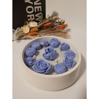 Tischfeuer Tischkerze "Blue Flower" Vanille Duft | Keracraft Soyawachs Vegan Gipsschale Kerzenhalter Kerze Im Behälter Tisc von Jassisdiyshop