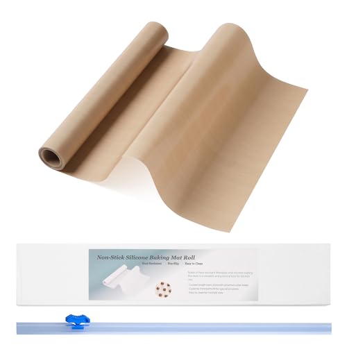 Silikon-Backmatte, 30,5 x 1,8 m, freies Schneiden für Küche, Backen, Macaron-Brot, Pizza-Matte, Backbleche, antihaftbeschichtet, wiederverwendbare Teigmatte, Silikonmatten für Küchentheke (Beige) von Jassurance