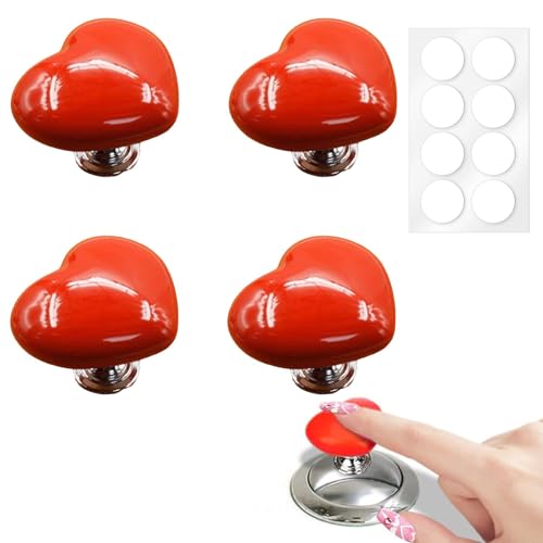 Jastown 4PCS love toilet button,heart-shaped toilet flush button,liebes-toilettenknopf, bunter herzförmiger toilettenknopf,toilet press button,herzförmiger toilettenknopf (rot) von Jastown