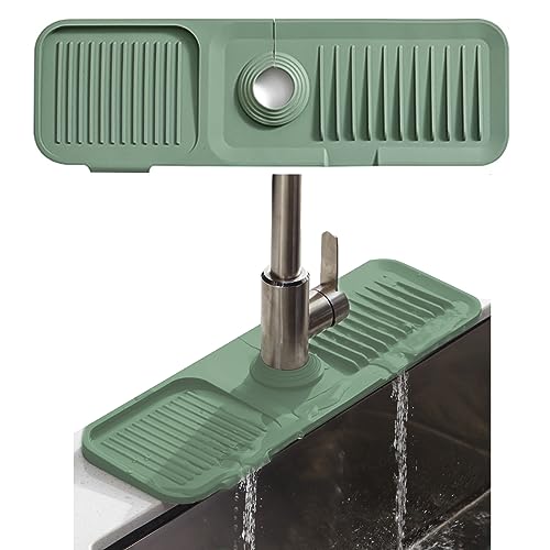 Jastown Silikon Wasserhahn Matte,45x14cm Silikon Abtropfmatte für 3.5-6cm Wasserhähne,Wasserfänger Matte,Wasserhahn Abtropfmatte für Küche,Kitchen Sink Splash Guard,waschbecken Matte (grün) von Jastown