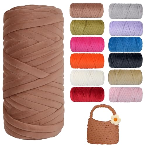 900g Dicke Wolle zum Handstricken Chunky Yarn Schlauchgarn Häkelwolle Dickes Garn zum Häkeln Stricken, für Anfänger, Decken, Tasche, Handstrickgarn DIY-Kunsthandwerk (Kaffee) von Jasvelly
