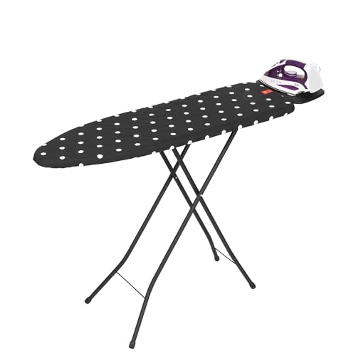 JATA HOGAR HPLA8100 Bügelbrett mit Bügelfläche 110 x 32 cm höhenverstellbar bis 92 cm Bügelablage zusammengeklappt Maße: 150 x 40 x 7 cm Black and White JATA HOGAR HPLA8100 Bügelbrett mit Bügelfläche 110 x 32 cm höhenverstellbar bis 92 cm Bügelablage zusammengeklappt Maße: 150 x 40 x 7 cm Black and White von Jata