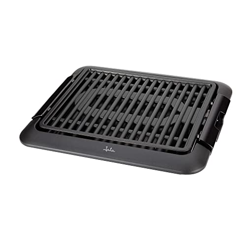 Jata BQ108 Elektrischer Grill für den Innenbereich, Rauch- und Geruchsfrei, 1250 W, Oberfläche 320 x 260 mm, abnehmbar, Saucenpfanne, einfache Reinigung, Antihaftbeschichtung, Schwarz von Jata