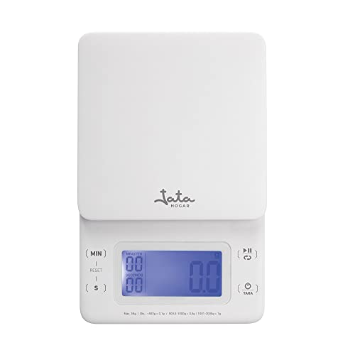 JATA HOGAR HBAL1775 Digitale Küchenwaage mit LCD-Display – hohe Präzision bis 3 kg – Übergewichtsanzeige und niedrige Batterie – mit Magnet hinten für den Kühlschrank JATA HOGAR HBAL1775 Digitale Küchenwaage mit LCD-Display – hohe Präzision bis 3 kg – Übergewichtsanzeige und niedrige Batterie – mit Magnet hinten für den Kühlschrank von Jata