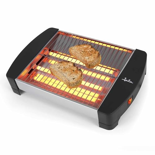 JATA JETT1587 Horizontaler Toaster mit 2 Quarzstäben, 400 W, große Bräunungsfläche (23 x 20 cm), Edelstahl-Körper, Krümelschublade. von Jata