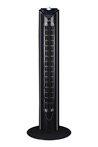 JATA JVVT3041 Turmventilator mit 3 Geschwindigkeitsstufen, 60 Minuten Timer, Oszillierende Funktion, Höhe: 82 cm., Schwarz von Jata