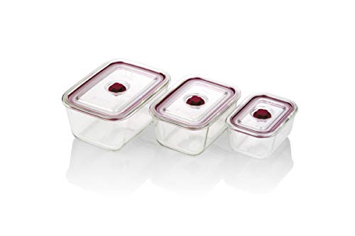 Jata HREC4204 Frischhaltedosen Set aus Glas, durchsichtig, 500, 800, 1000 ml von Jata