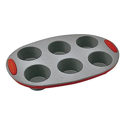 Jata Hogar MC62 Backform 6 Mulden für Muffins und Cupcakes, grau und rot von Jata