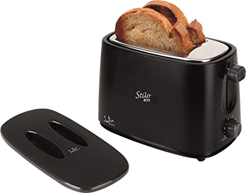Jata TT631 Schwarzer Toaster mit Schutzkappe und zwei extra breiten Schlitzen, mit elektronischem Roastschalter, 6 Positionen, Körper kalt, Krümelauffang, Schwarz von Jata