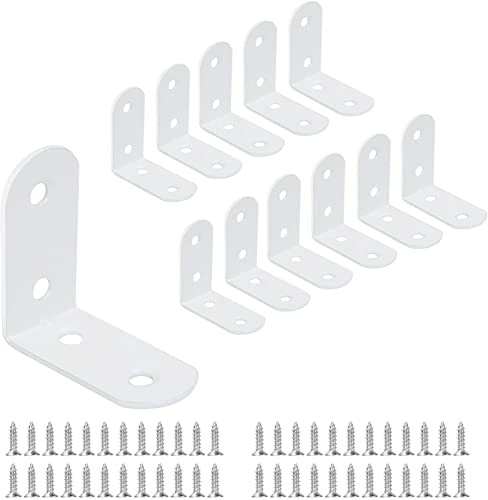 12 Stücke Winkel Klammern 40 * 40mm, JatilEr Metall Winkelverbinder 90 Grad L Form Ecke Klammer Möbel Winkel mit 48 Schrauben für Fest Verbunden Tabelle Stuhl Bücherregal - Weiß von JatilEr