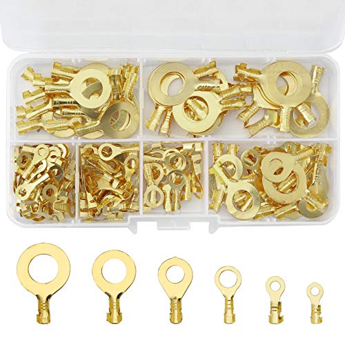 150 Stück Ringkabelschuh Set, JatilEr Ring Kabelschuh Set Messing Ring Kabelschuhe Ring-Terminals aus kupfer nicht isolierte Terminal Steckverbinder Sortiment Kit M3 M4 M5 M6 M8 M10 von JatilEr