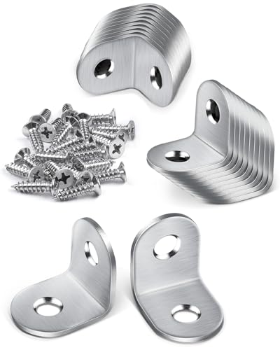 JatilEr 20 Stück Winkelverbinder, 20 × 20mm Edelstahl Winkel Metallwinkel 90 Grad L Form Möbelwinkel Kleine Winkel Metall Mit 40 Schraube für Holz Möbel Tabelle Stuhl von JatilEr