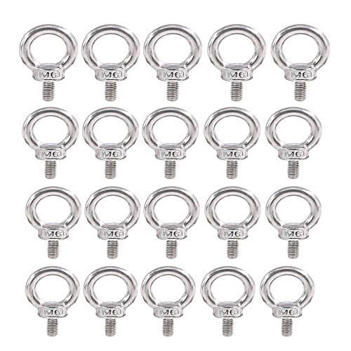 M6*11 Ringschraube Edelstahl 20 Stück, JatilEr 304 Edelstahl Augbolzen Ringbolzen Rostfrei Ösenschrauben Hardware Ringschrauben, Ring Runde Augenschraube für Rolle Des Befestigens Und Hängens von JatilEr