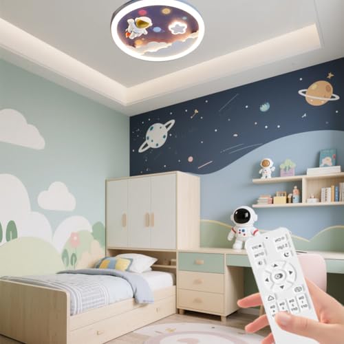Jatwefiv Kinderzimmer Decke Lampe Modern LED Deckenleuchte Dimmbar 3 Farbtemperaturen Astronauten Deckenleuchten Schlafzimmer für Kinder Jungen Mädchen,50cm von Jatwefiv