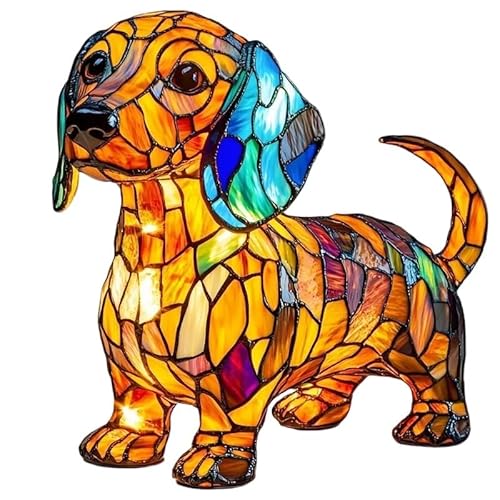 Jatwefiv Tischlampe Aus Kunstharz Mit Tiermotiven Niedliche Vintage Hundeserie Harztischlampe Gebeiztem Harz Led Tiertischlampen FüR Nachttisch Schreibtisch Schlafzimmerornament,A von Jatwefiv